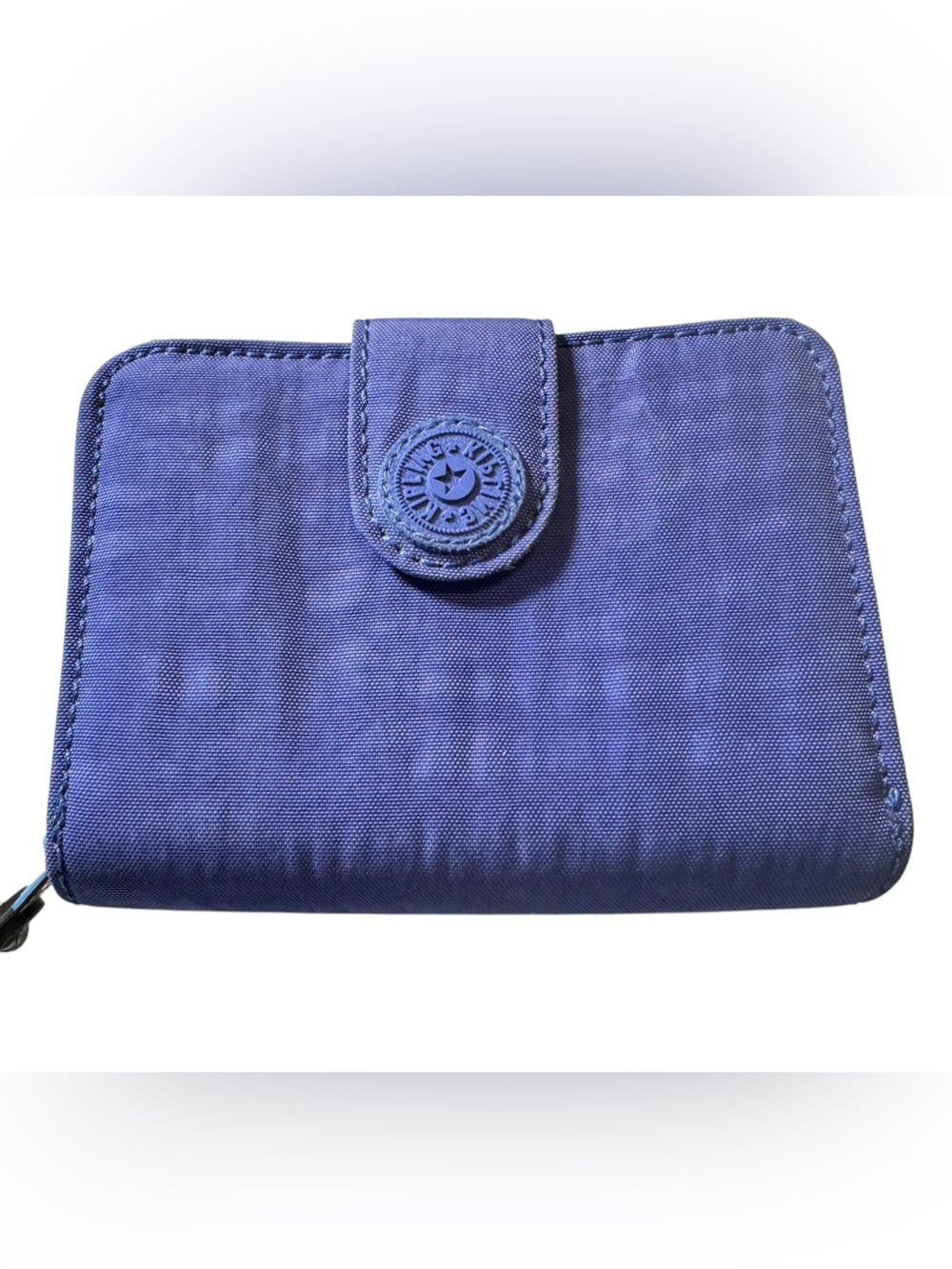 High End Kipling Vintage Blue Purple Women’s Trifold Zip Up Wallet MINTY - Picture 1 of 10